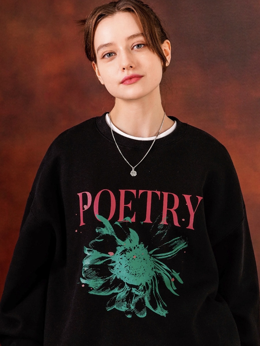 <預購> 韓國TWN POETRY 花語刷毛大學T