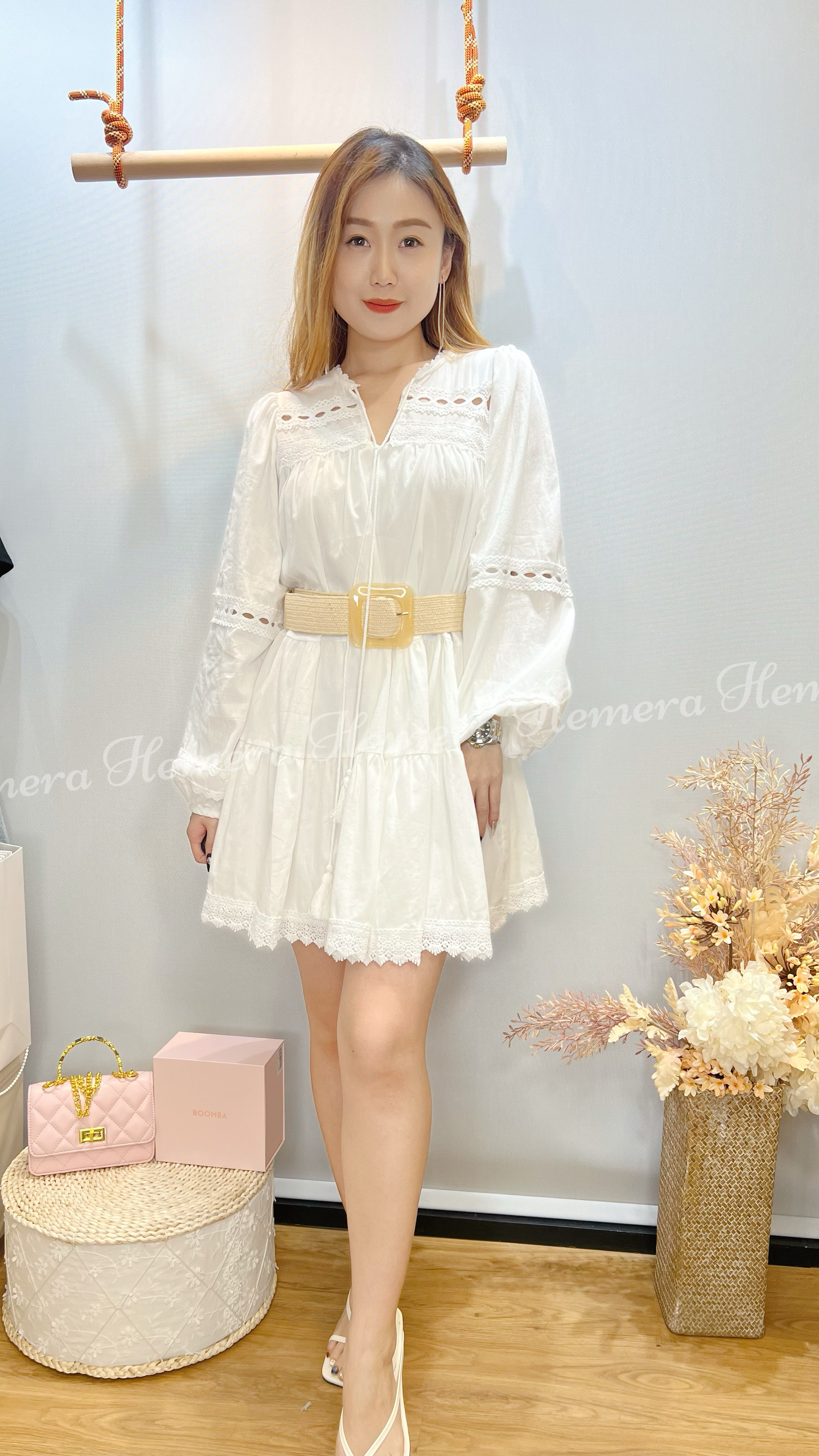 DR23S0939 波希米風連身裙連腰帶