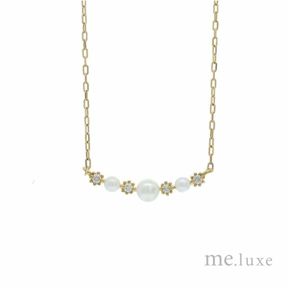 【me.luxe】K10花間4分鑽石珍珠鍊