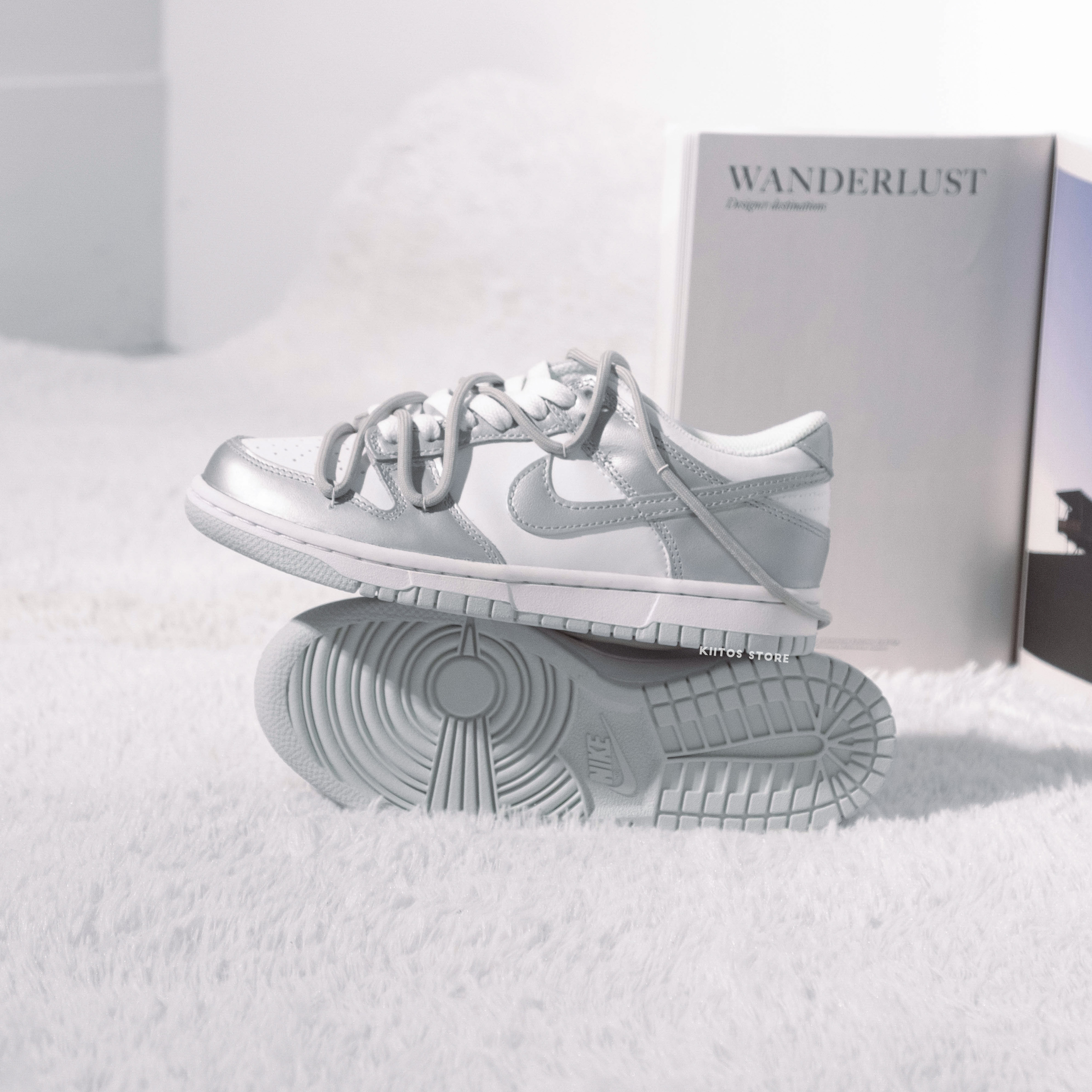 NIKE DUNK LOW 白銀熊貓 簡約 科技感 大童鞋 訂製款