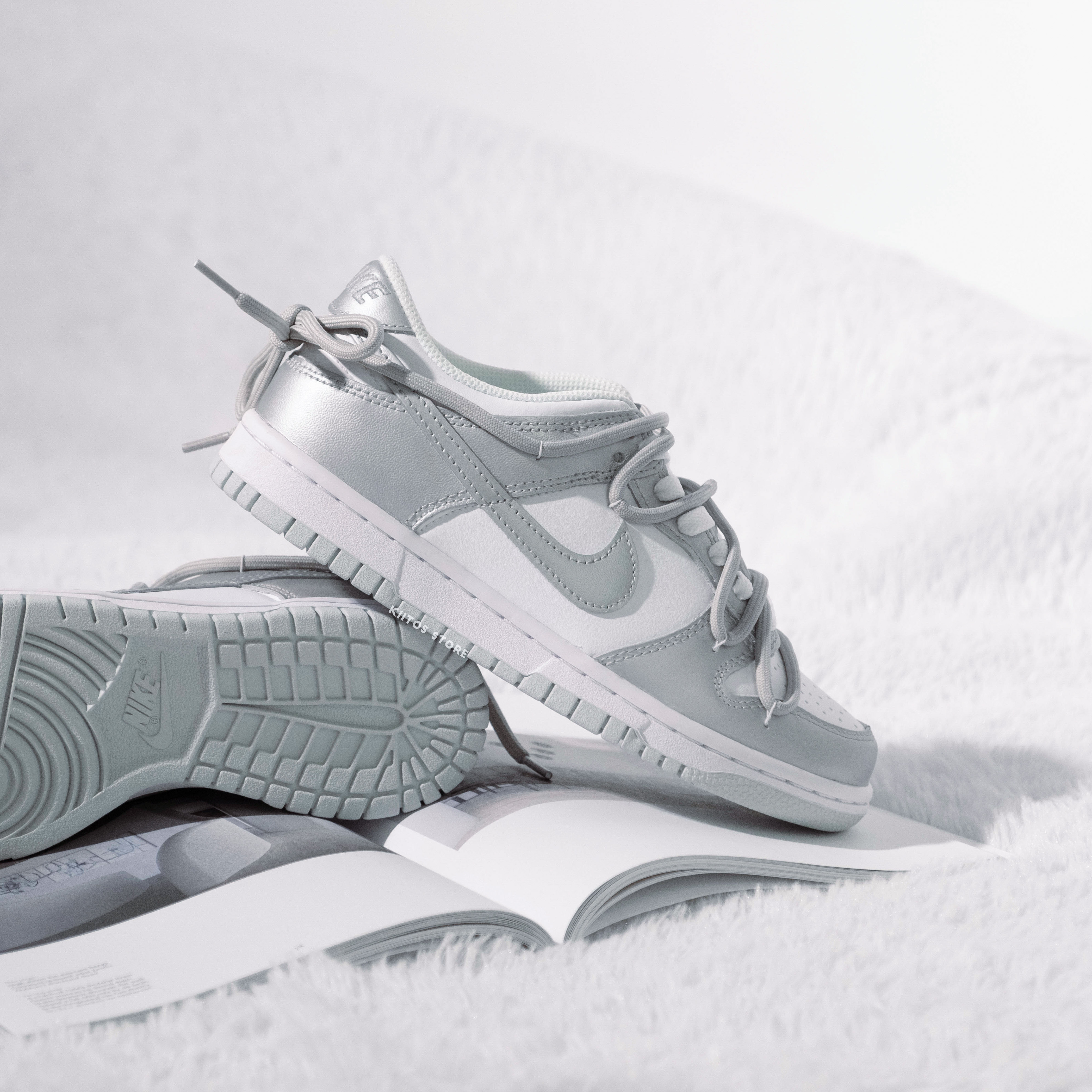 NIKE DUNK LOW 白銀熊貓 簡約 科技感 大童鞋 訂製款