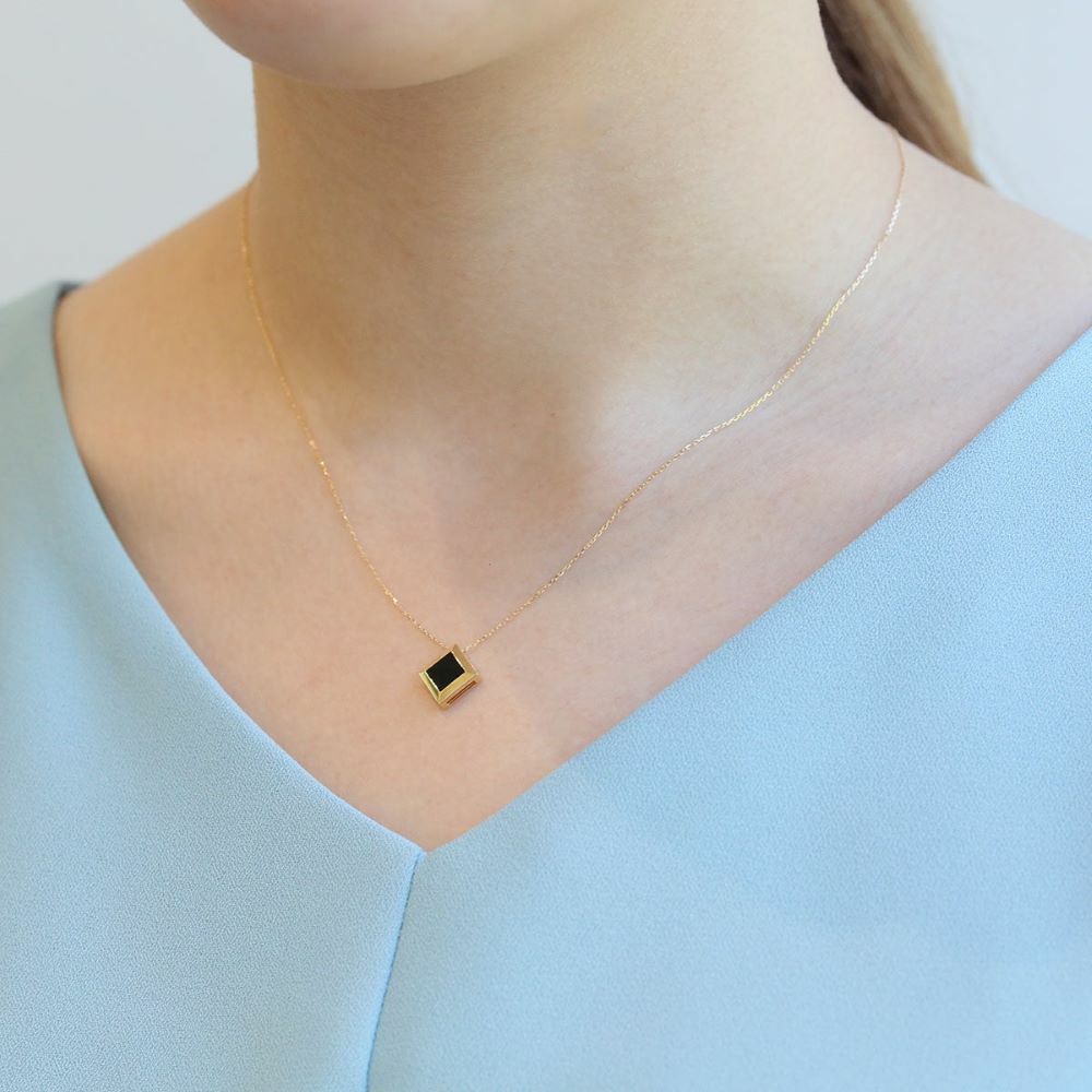 【me.luxe】K10菱形黑縞瑪瑙鍊