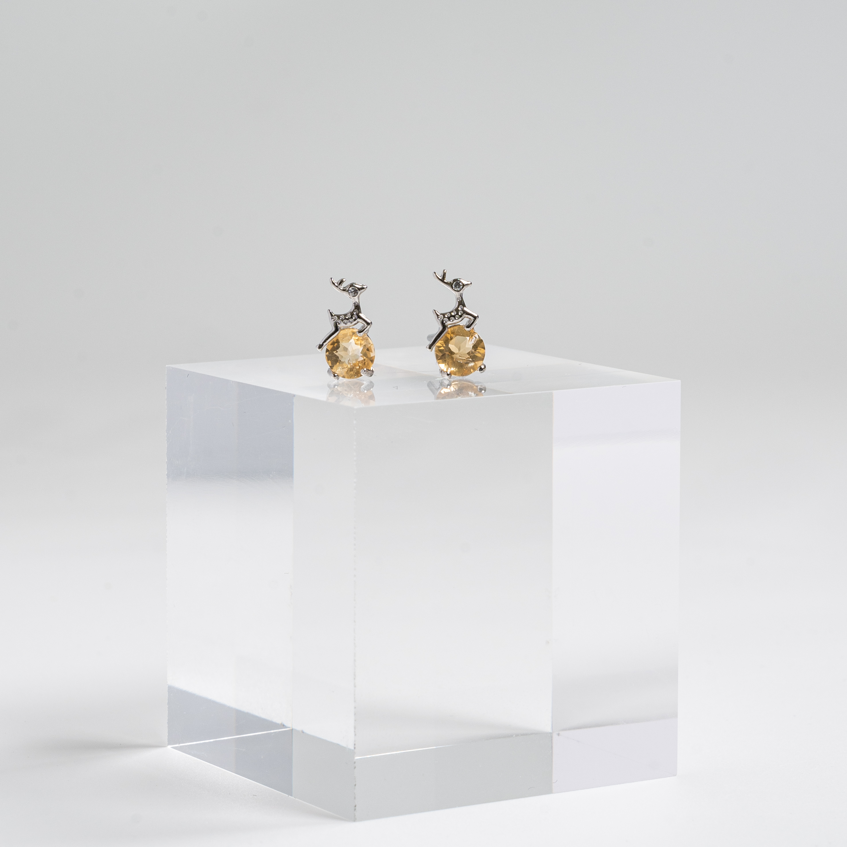 【黃水晶】小鹿耳環