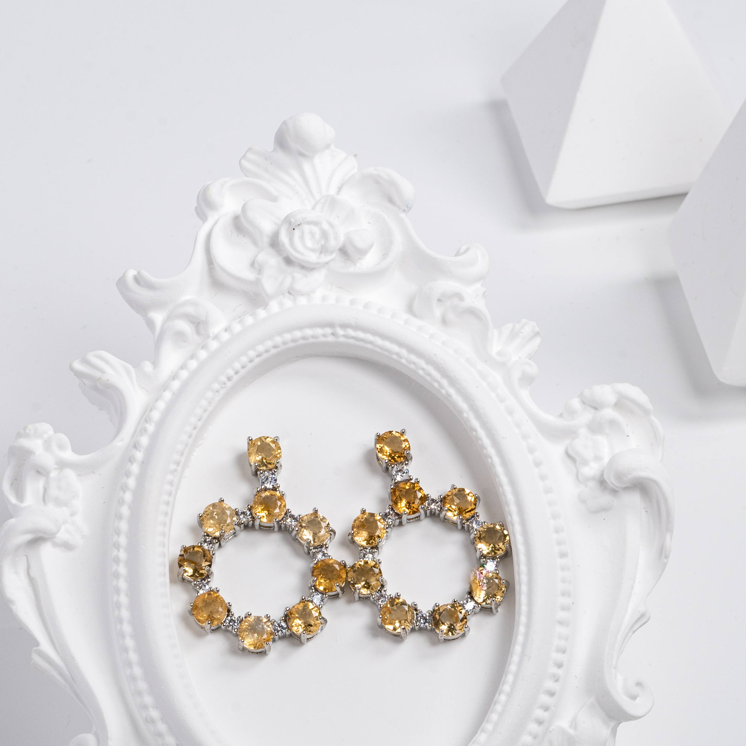 【黃水晶】復古華麗耳環