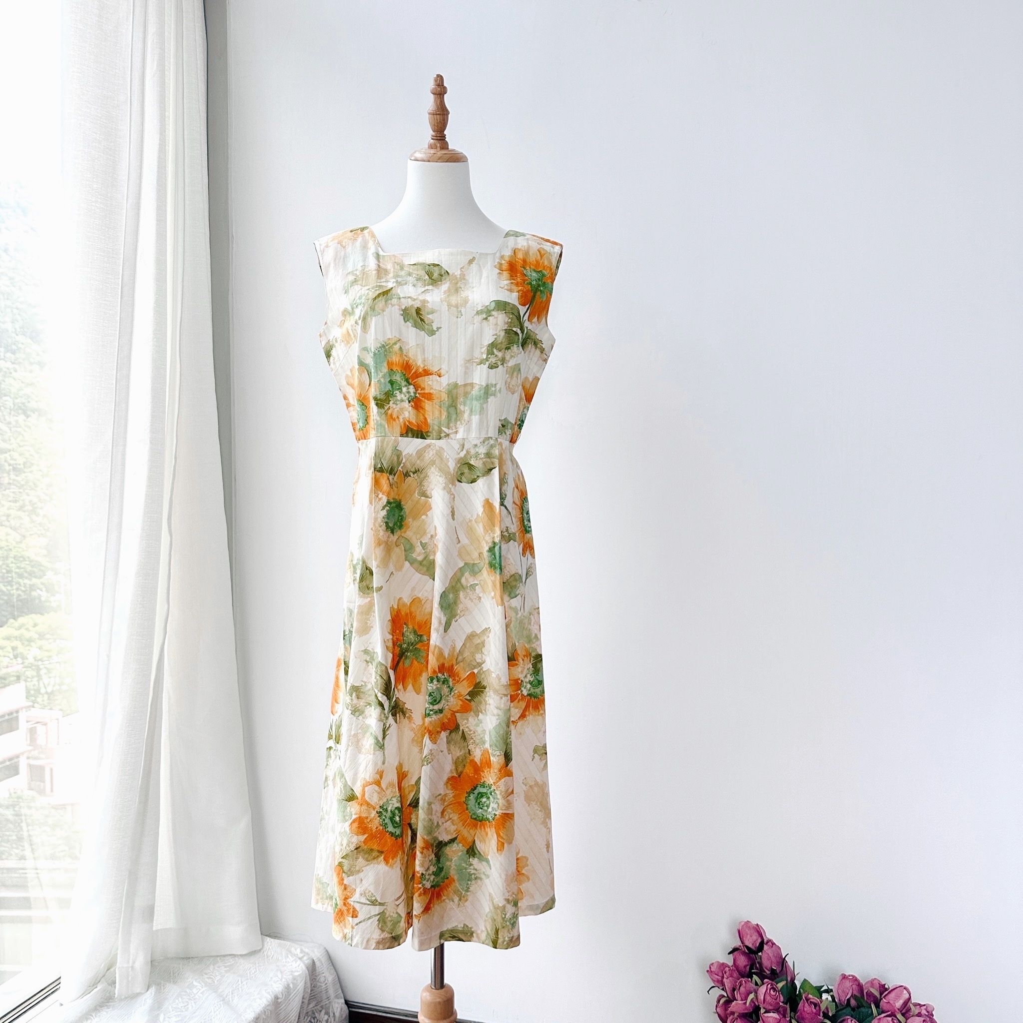 夏日陽光大花背心連身裙