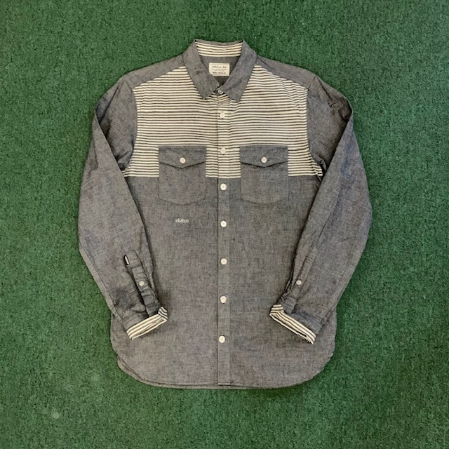 🔥ON SALE : NEIGHBORHOOD P-BORDER SHIRT L/S - NAVY SIZE S IN STOCK NOW (現貨發售中)