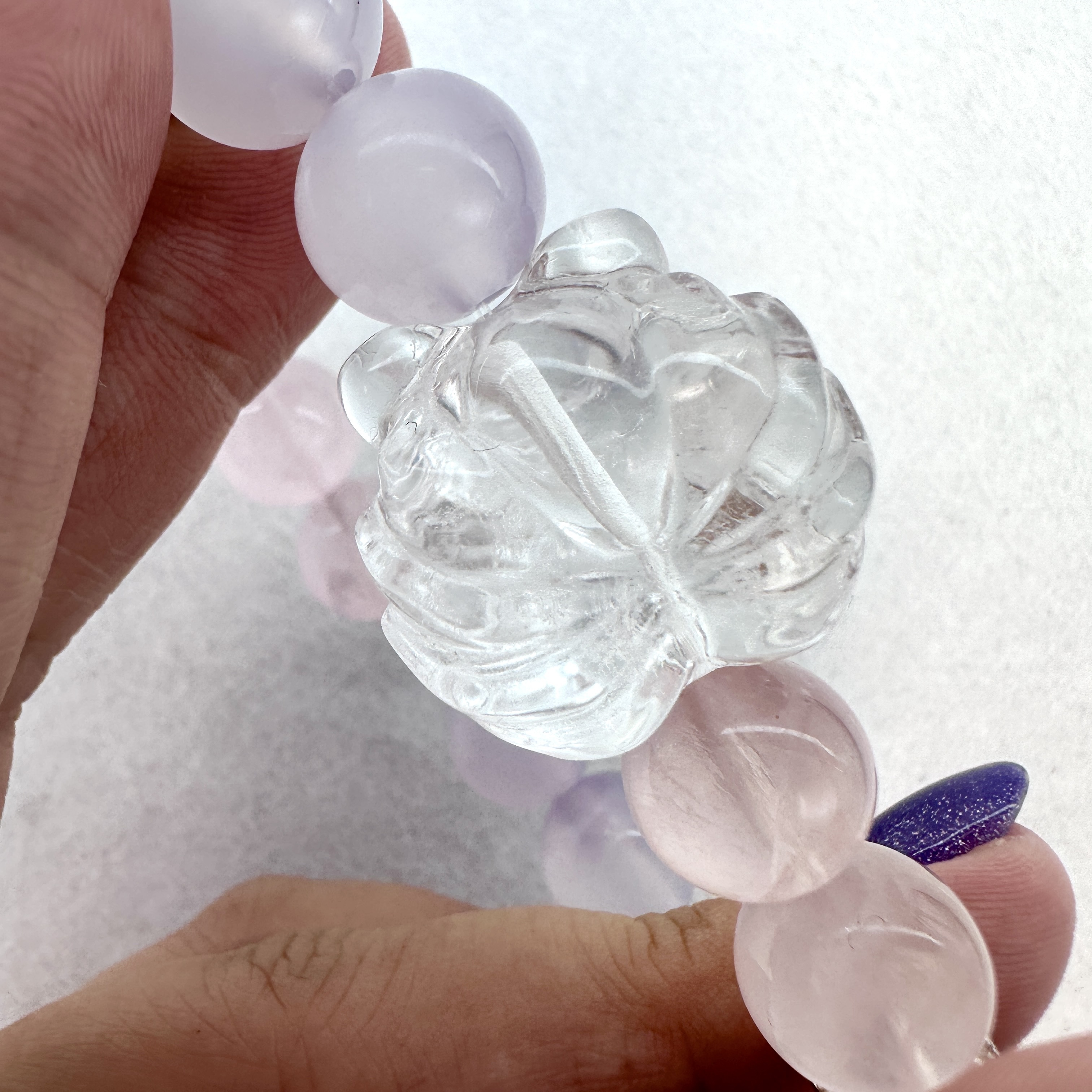 白水晶狐狐+紫玉晶粉晶水串