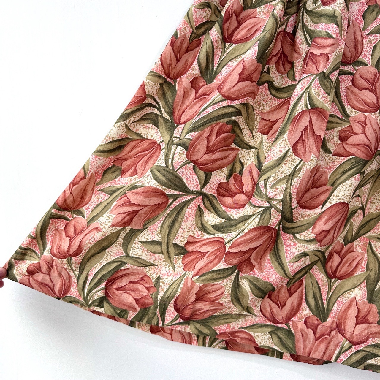 香港製粉紅鬱金香半身裙