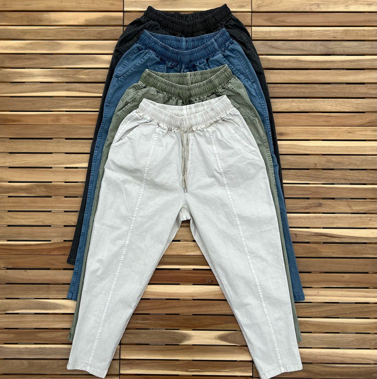 淨色洗水鬆身褲 PEACOCK-020P