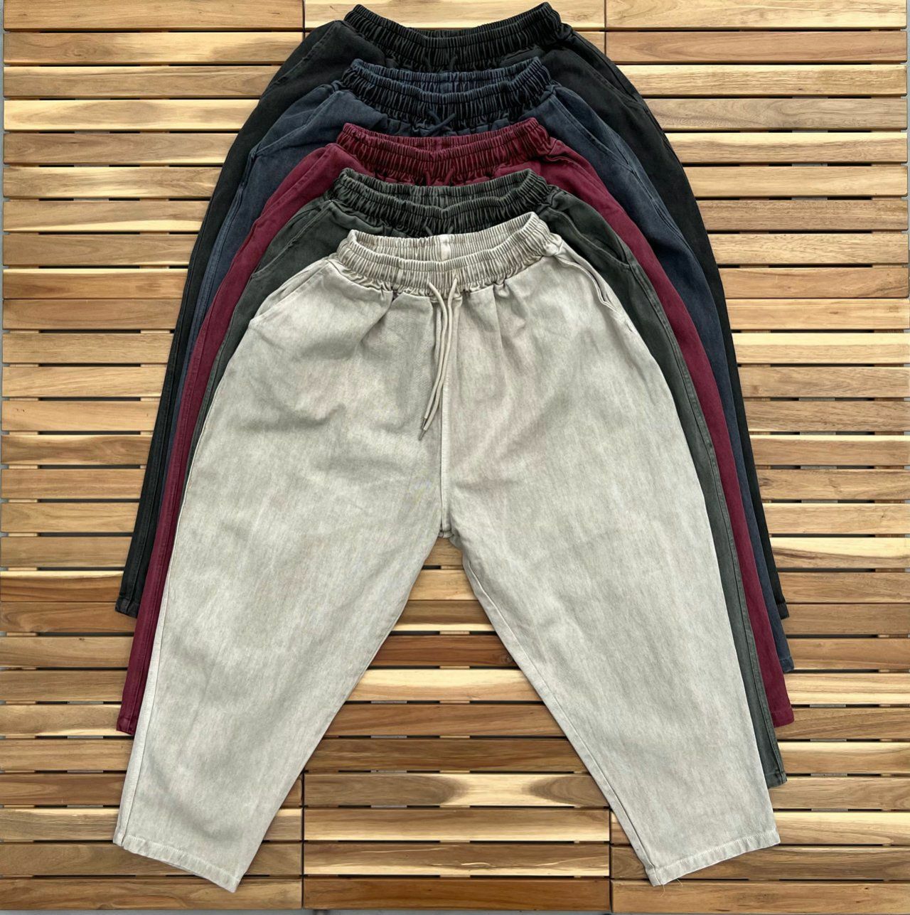 淨色洗水鬆身褲 PEACOCK-021P