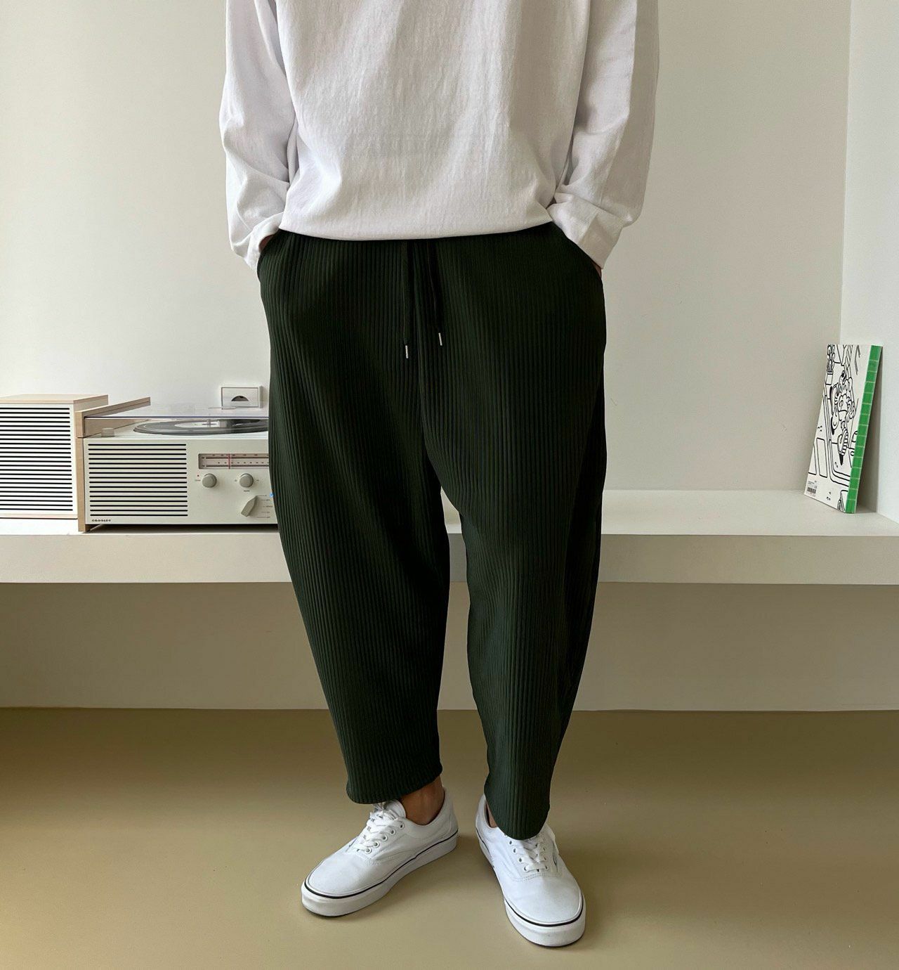 淨色暗直間鬆身褲 PEACOCK-028P