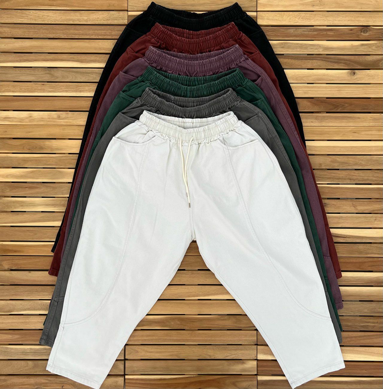 淨色洗水鬆身褲 PEACOCK-029P