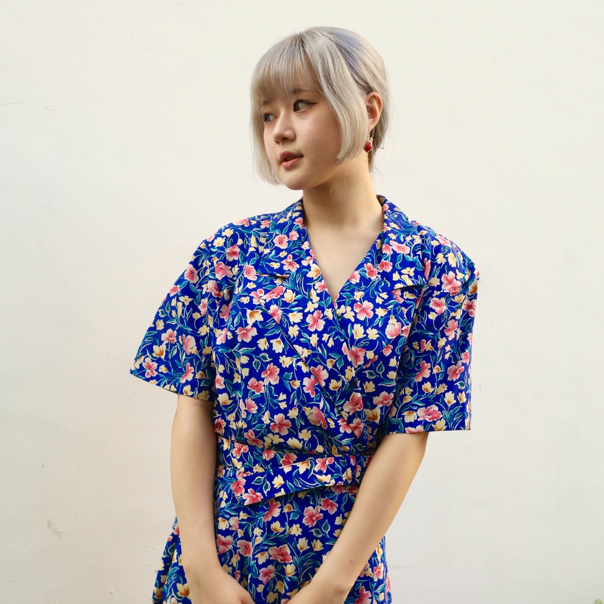 美國古著Talbots寶藍色碎花長裙