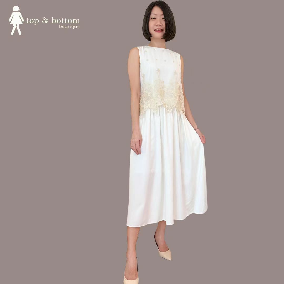 NETTING GD EMB TIERED DRESS