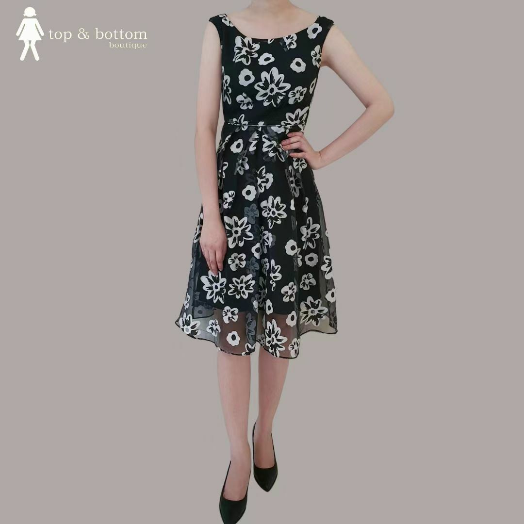 BK BASED WH FLORAL ORGANZA ALINE DRESS
