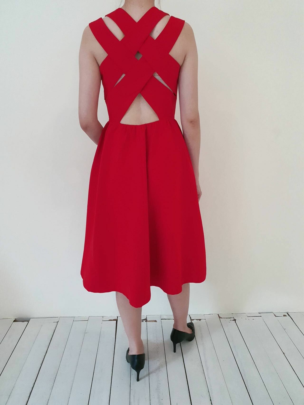 CROSS BACK MIDI DRESS