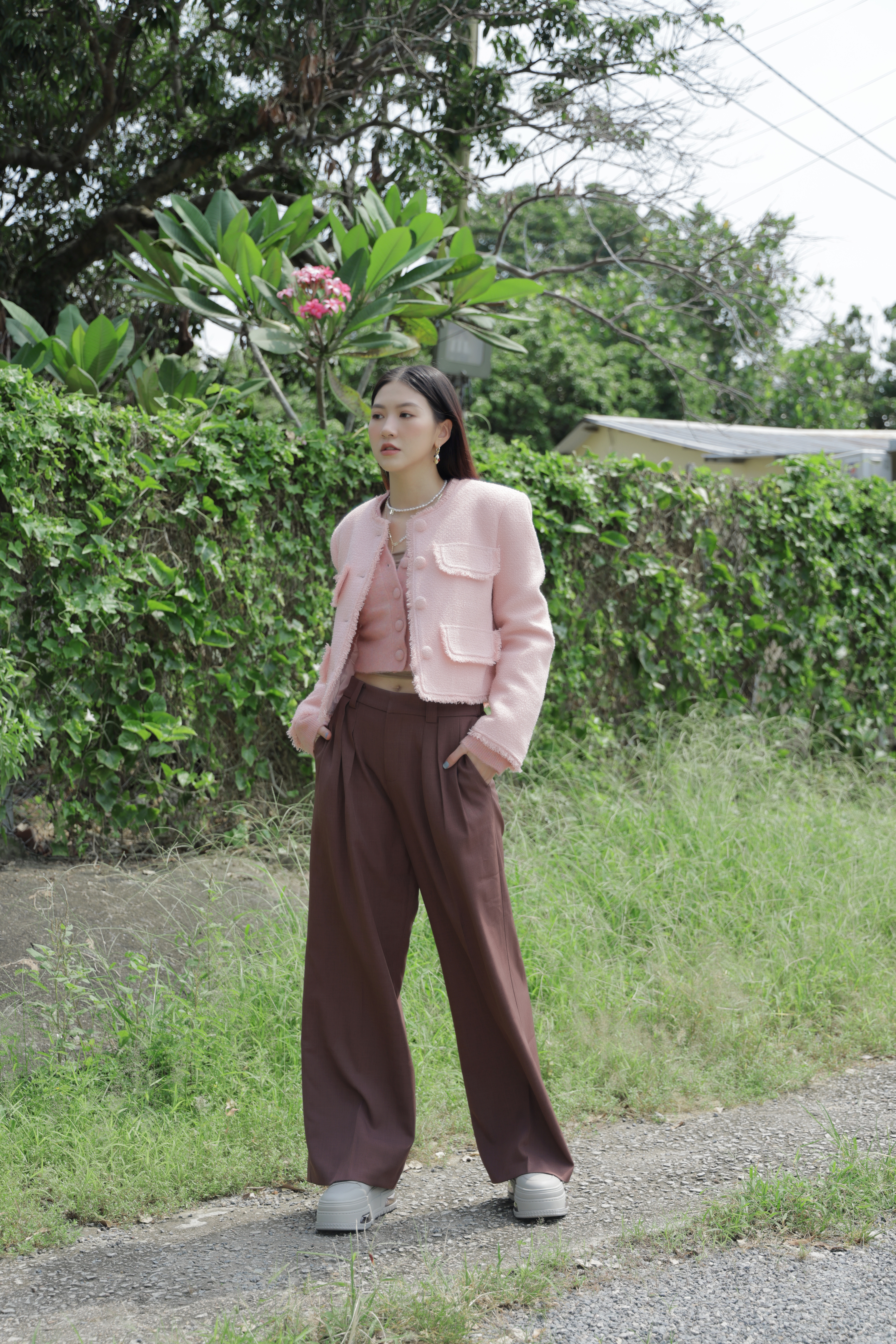 披口綑邊四袋tweed短外套（現貨款式）