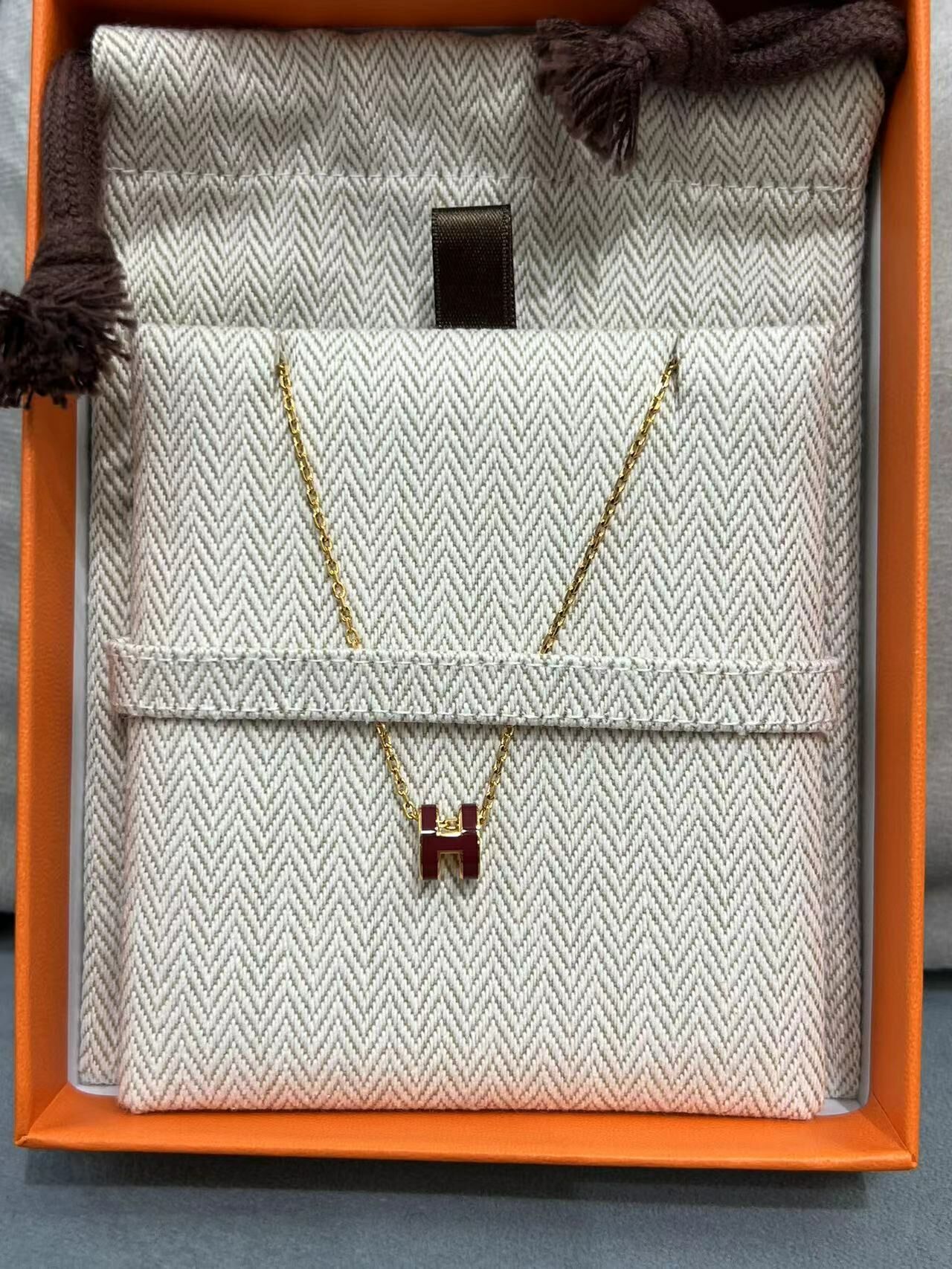 Hermes 酒紅色頸鏈 -M