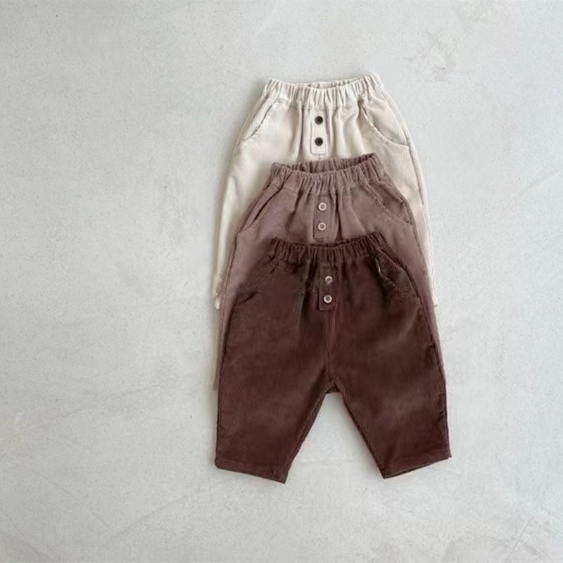 雙鈕釦素面休閒褲