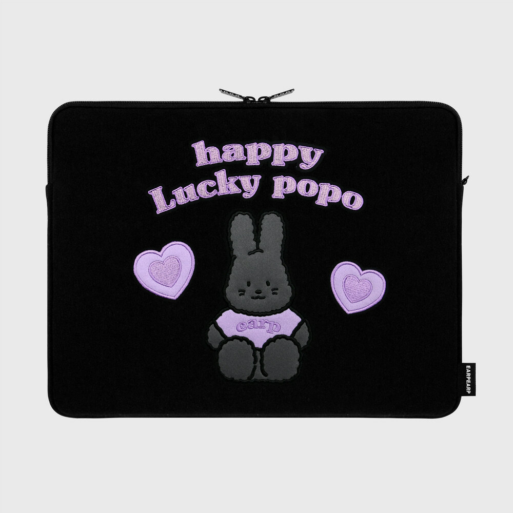 EARPEARP - HAPPY LUCKY POPO-BLACK 13/15INCH LAPTOP POUCH
