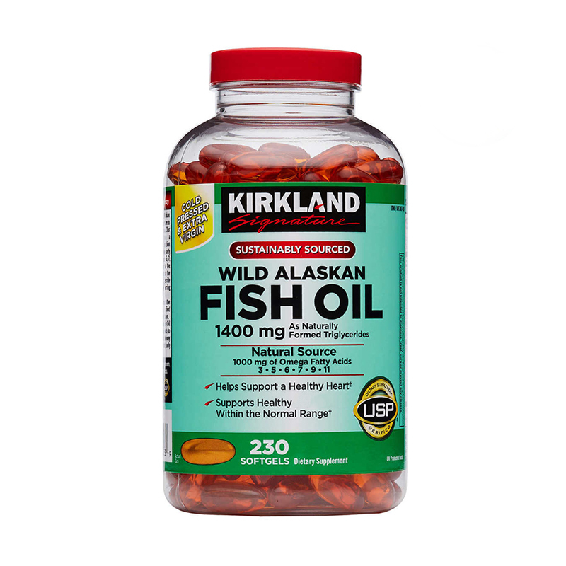 Kirkland Signature Wild Alaskan Fish Oil 1400 mg , 230 Softgels[EXP：03/2027]