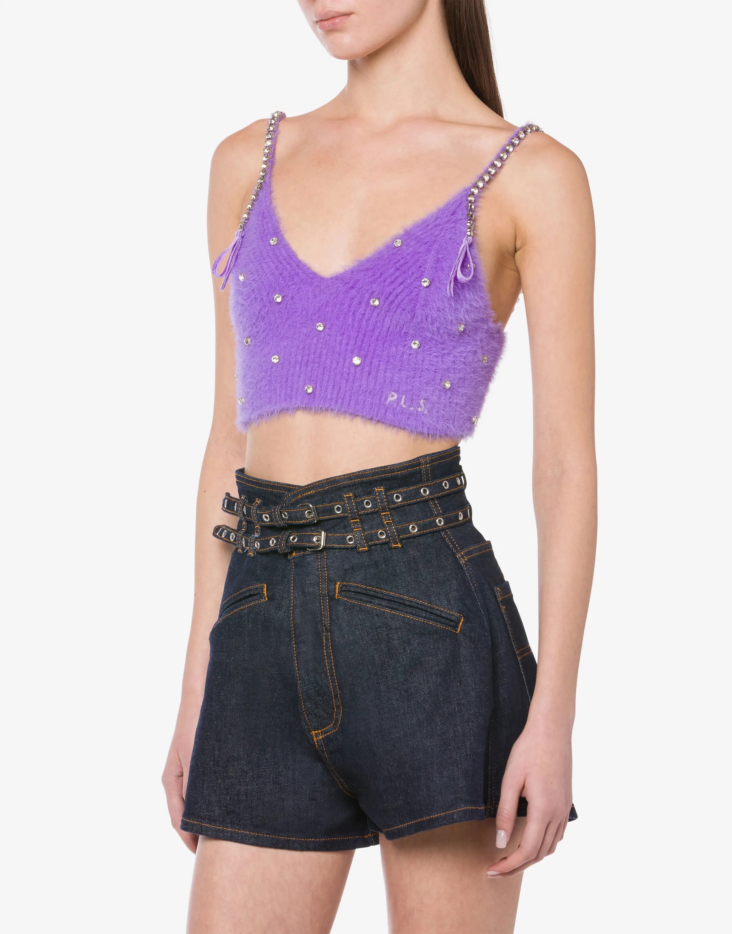 PHILOSOPHY雙腰帶牛仔短褲(深藍)