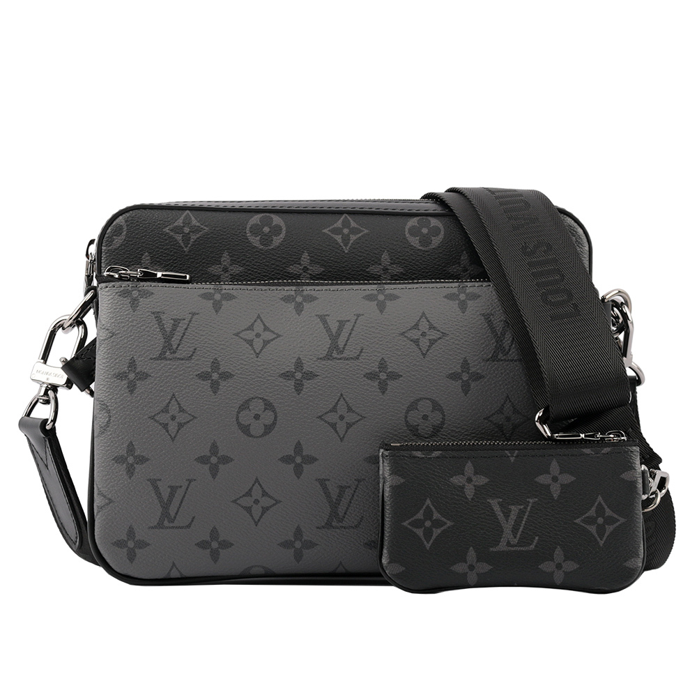 【Louis Vuitton / LV】Monogram TRIO 三合一郵差包(黑灰色) M69443