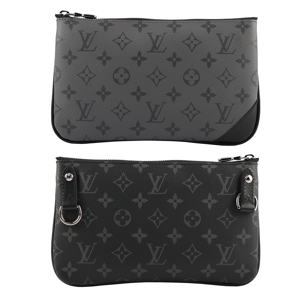 【Louis Vuitton / LV】Monogram TRIO 三合一郵差包(黑灰色) M69443
