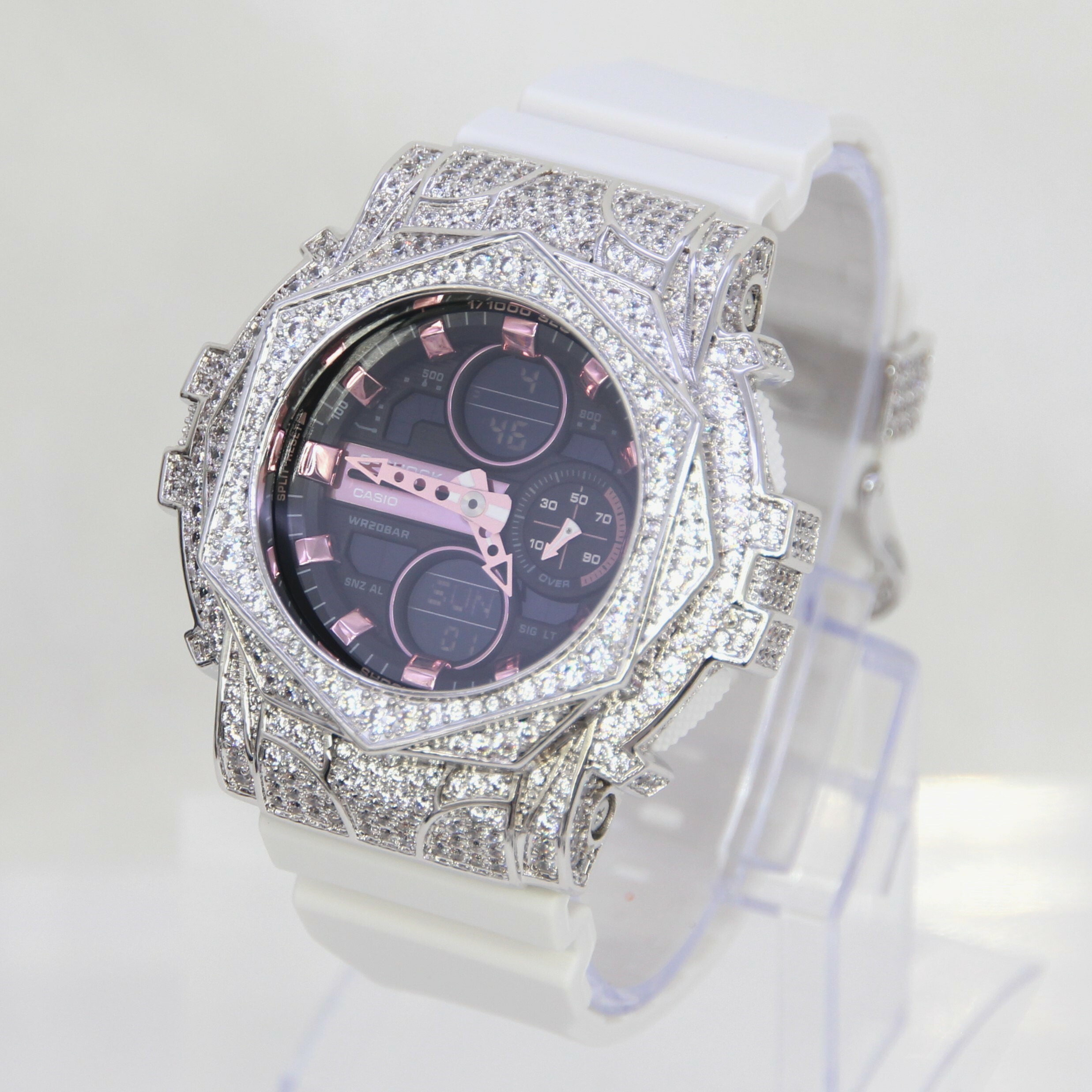 銀色 Mini-G 改裝手錶 GMA-S140M-7A - 玫瑰