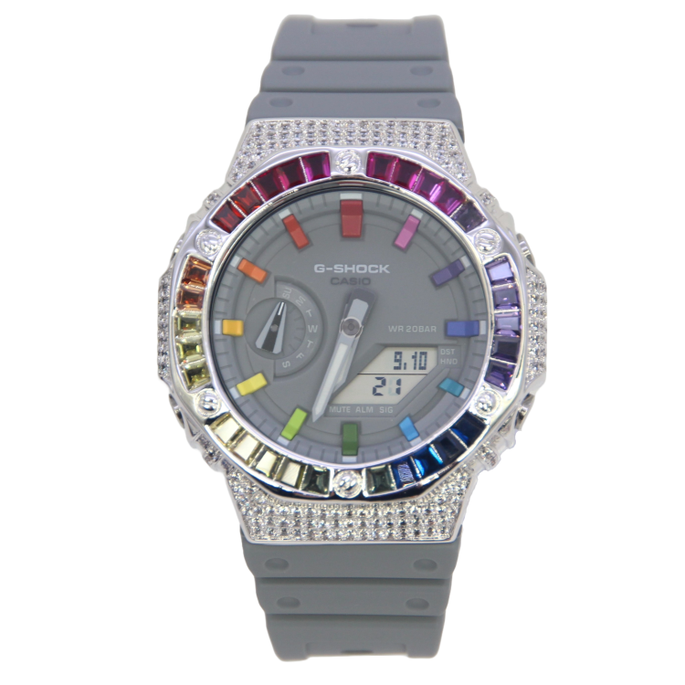 銀色 改裝手錶 GA-2110ET-8A - 雙彩虹