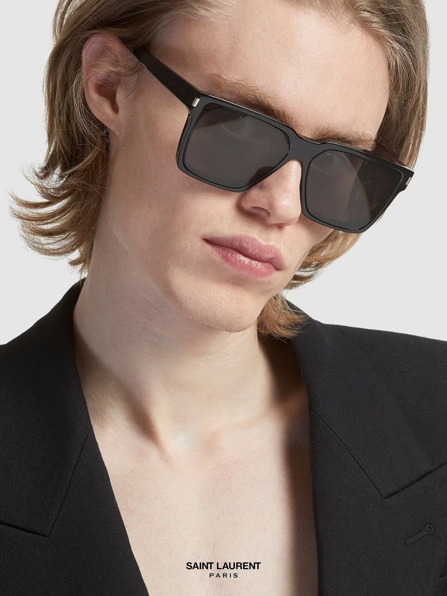 SAINT LAURENT 聖羅蘭YSL 復古高級感方框大臉個性男士墨鏡SL610/F