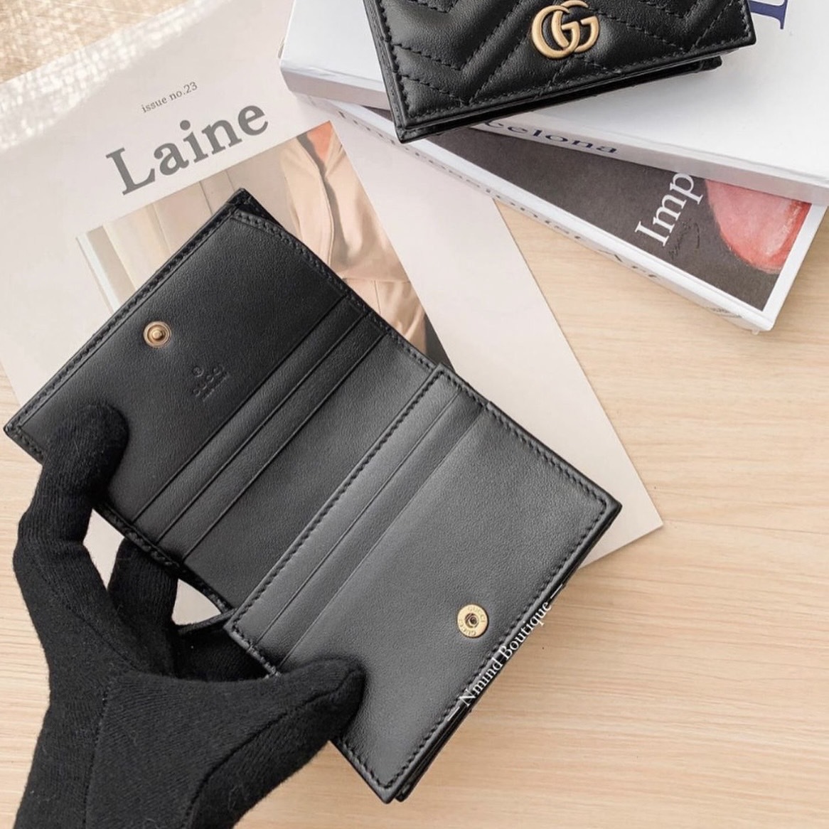 Gucci black discount marmont card holder