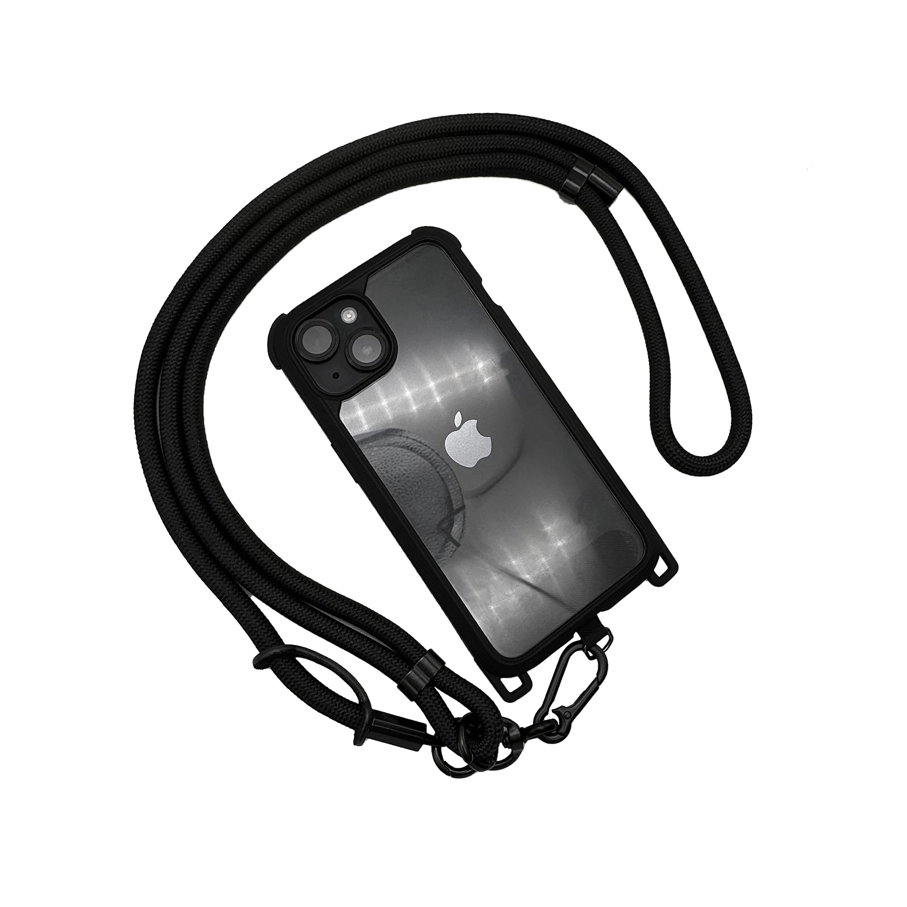 可調節單鉤手機背繩8mm-黑