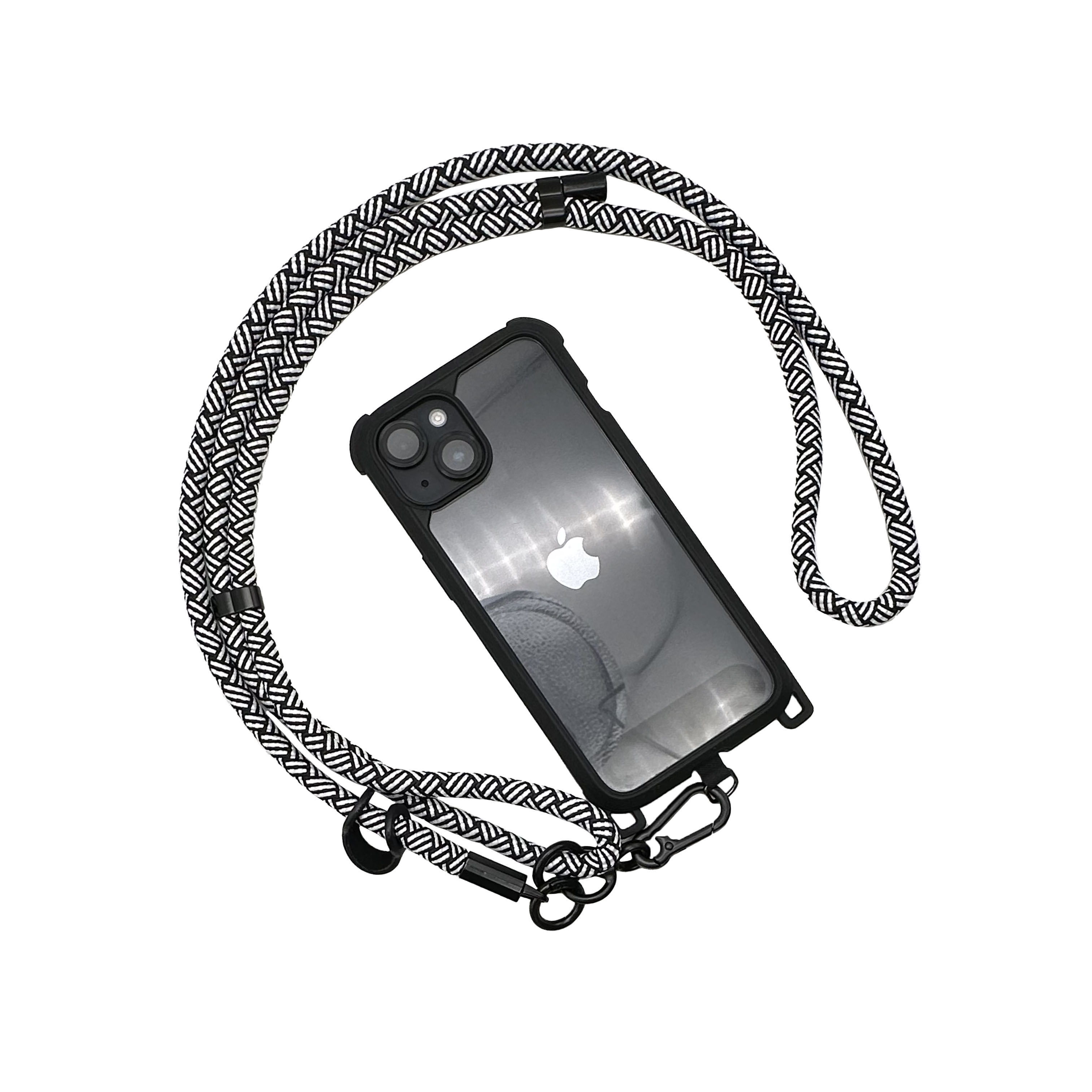 可調節單鉤手機背繩8mm-黑白紋
