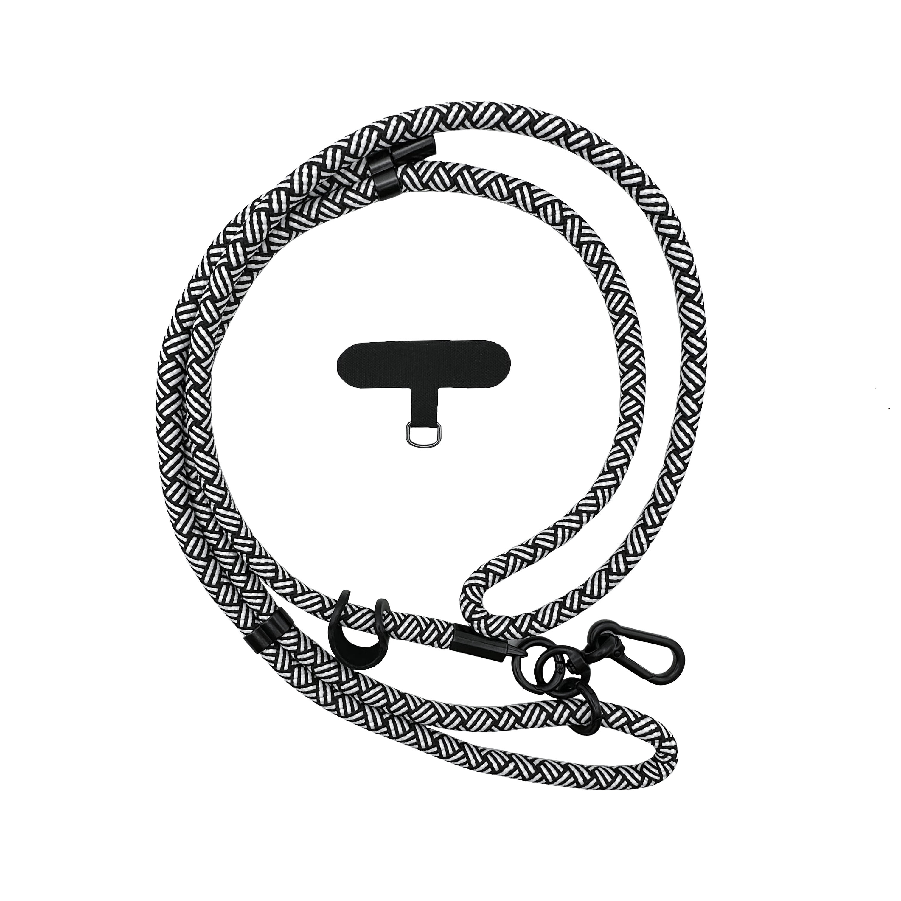 可調節單鉤手機背繩8mm-黑白紋