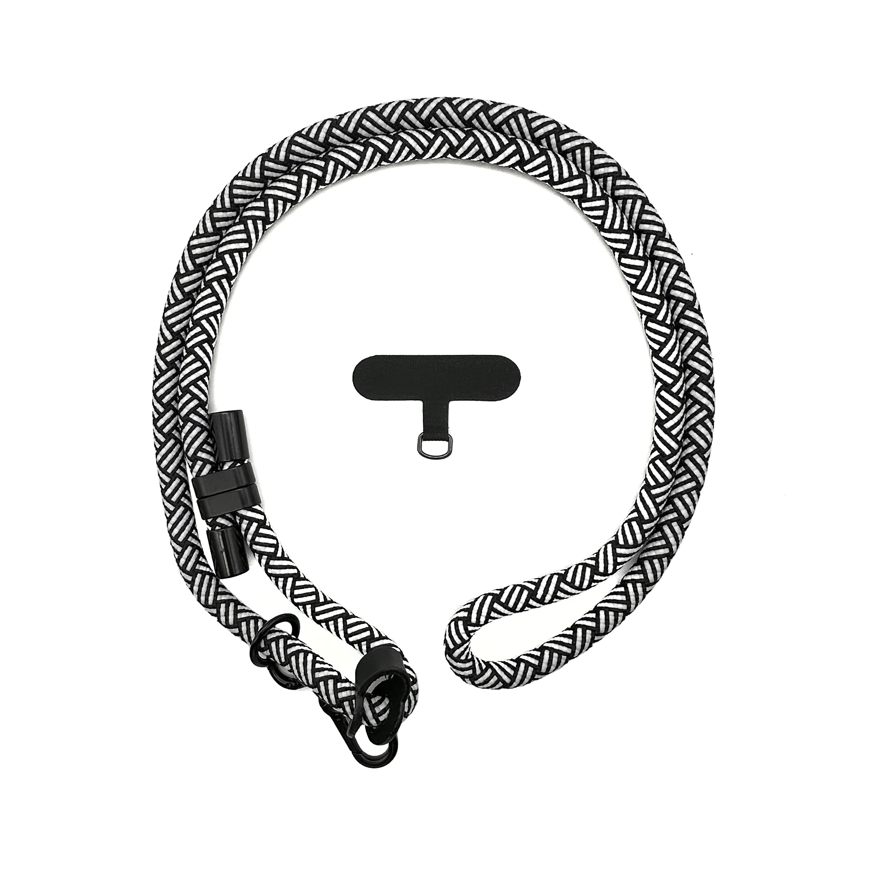 可調節單鉤手機背繩10mm-黑白紋