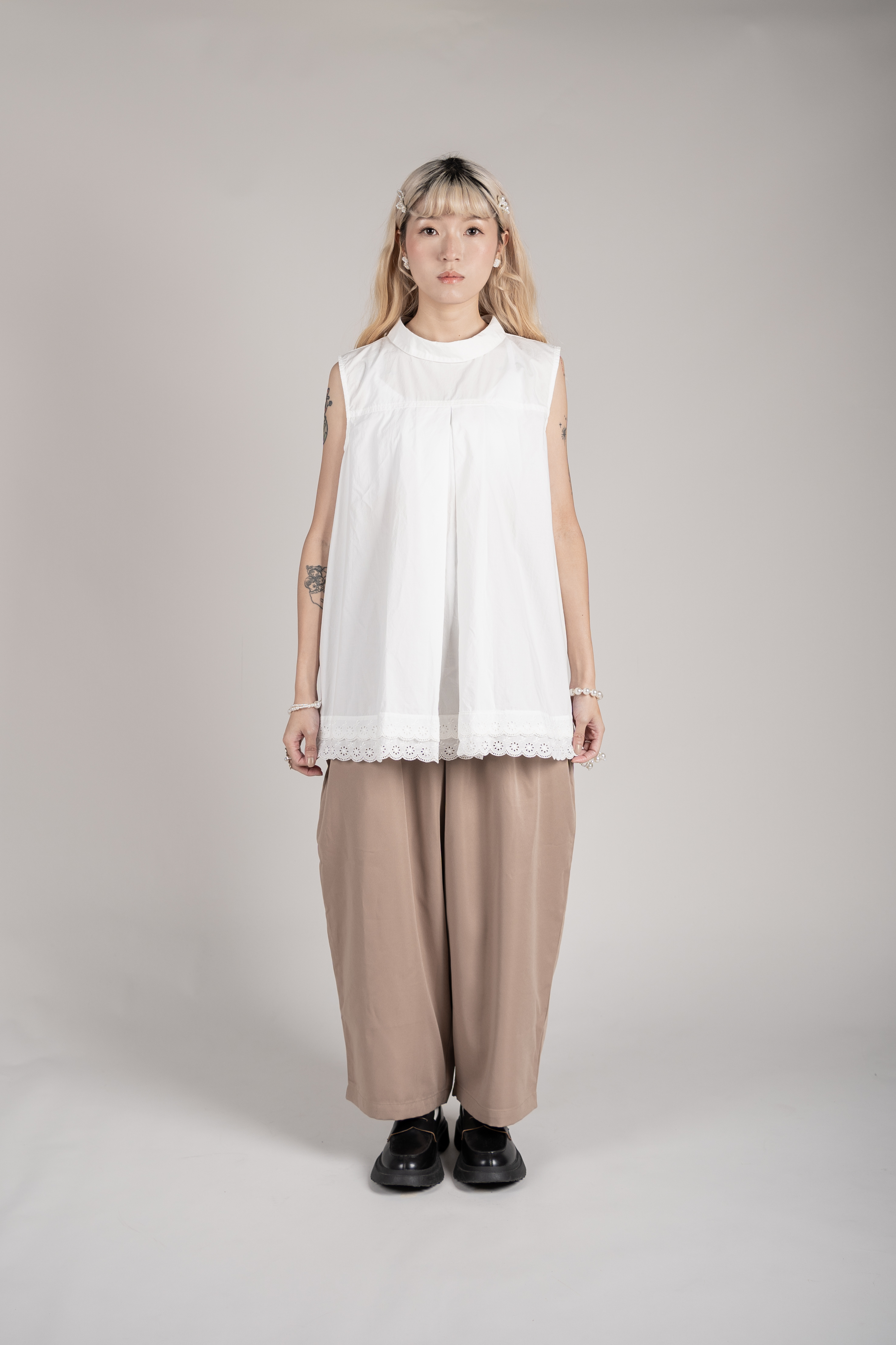 【 Kiki.co made 】兩穿通花蝴蝶襯衫