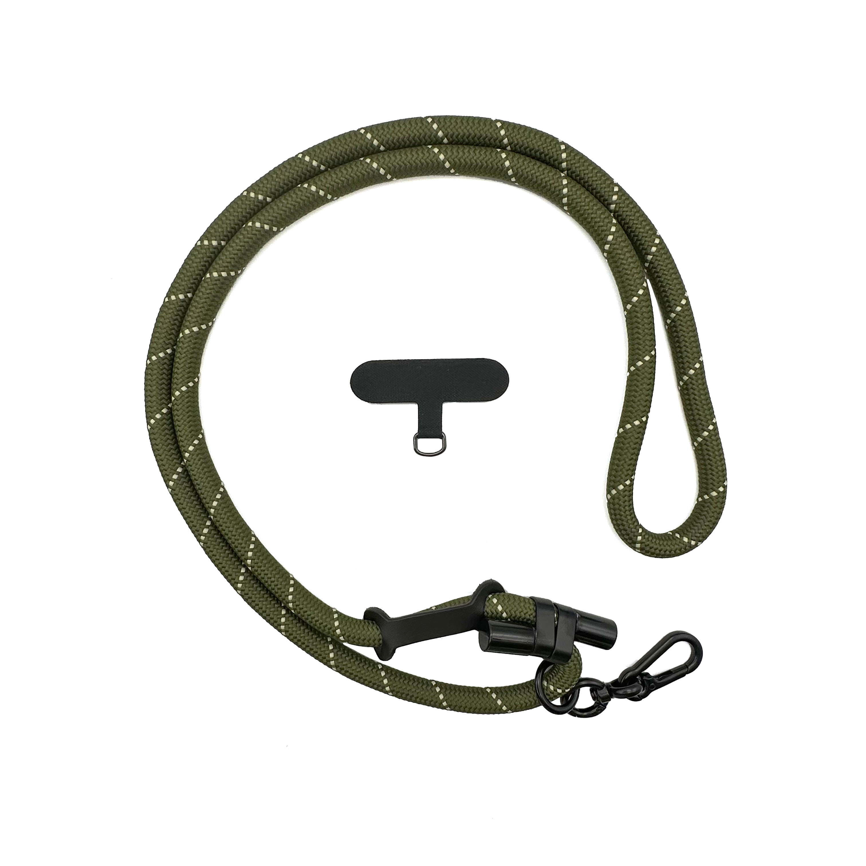 可調節單鉤手機背繩10mm-綠白跳色