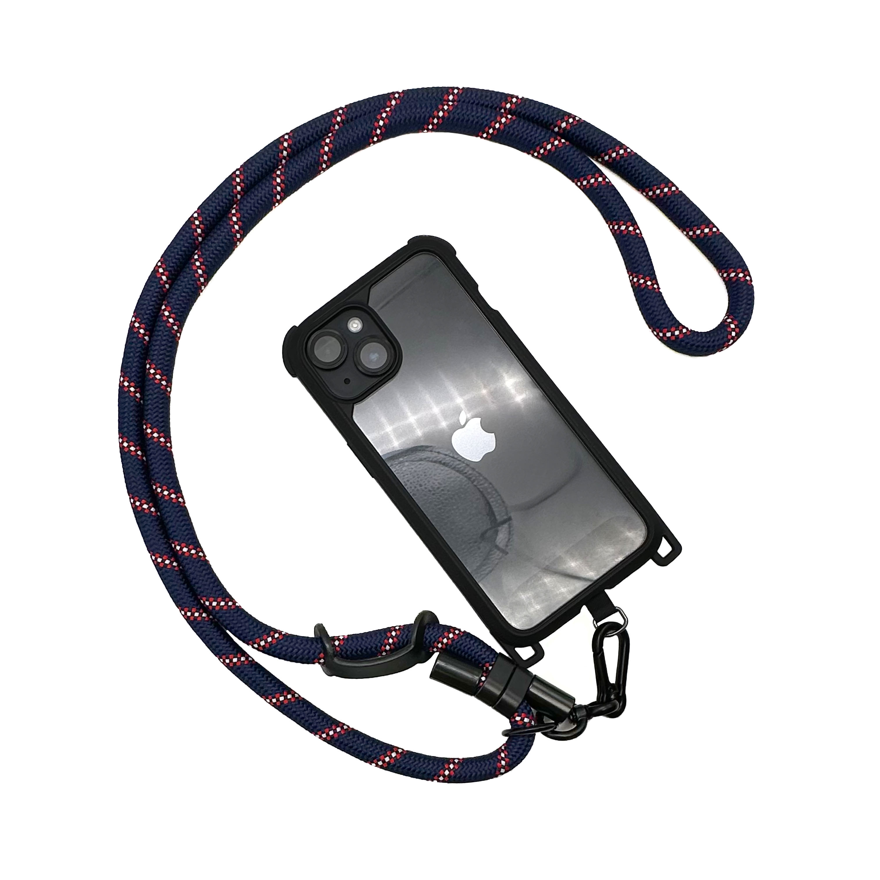 可調節單鉤手機背繩10mm-藍紅斜