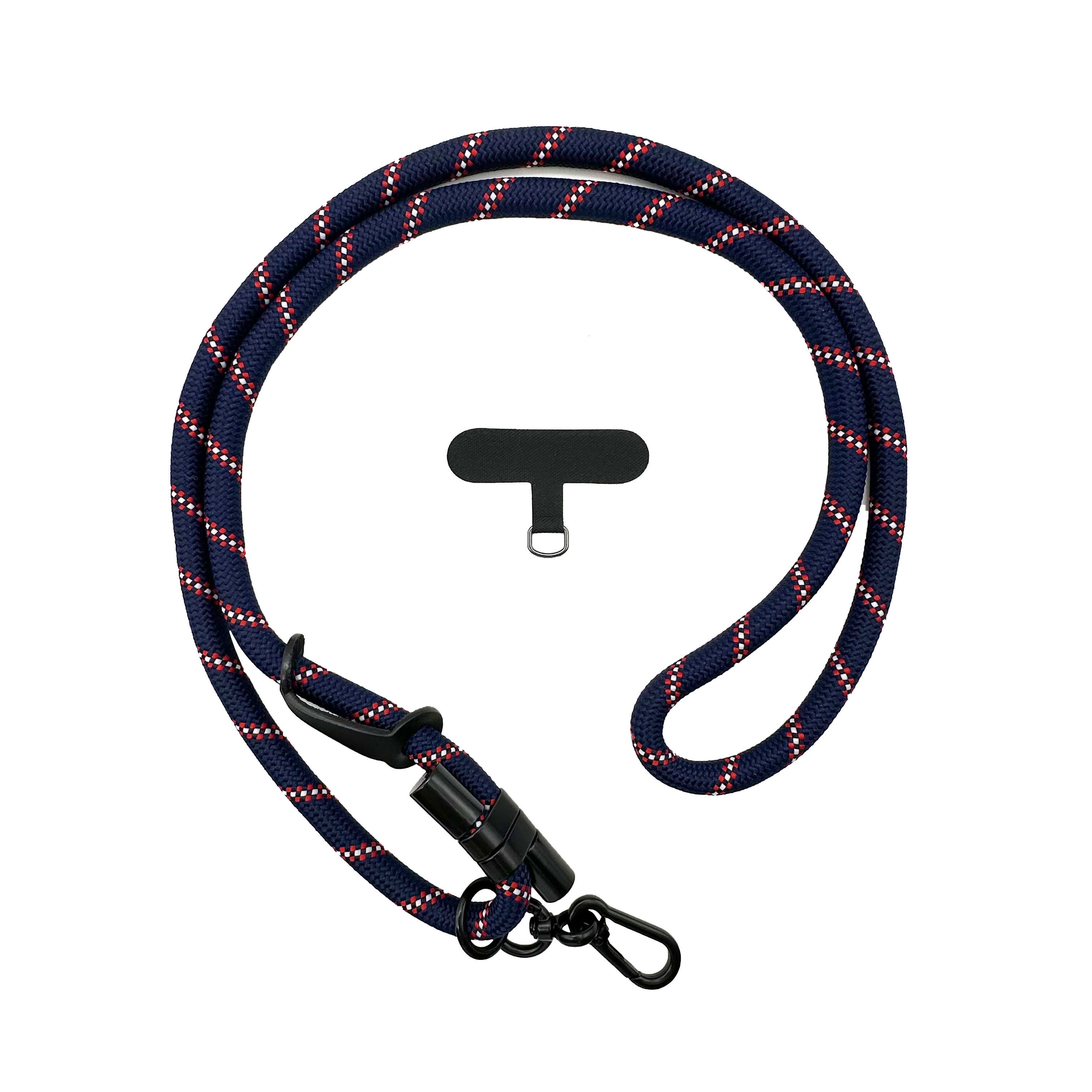 可調節單鉤手機背繩10mm-藍紅斜