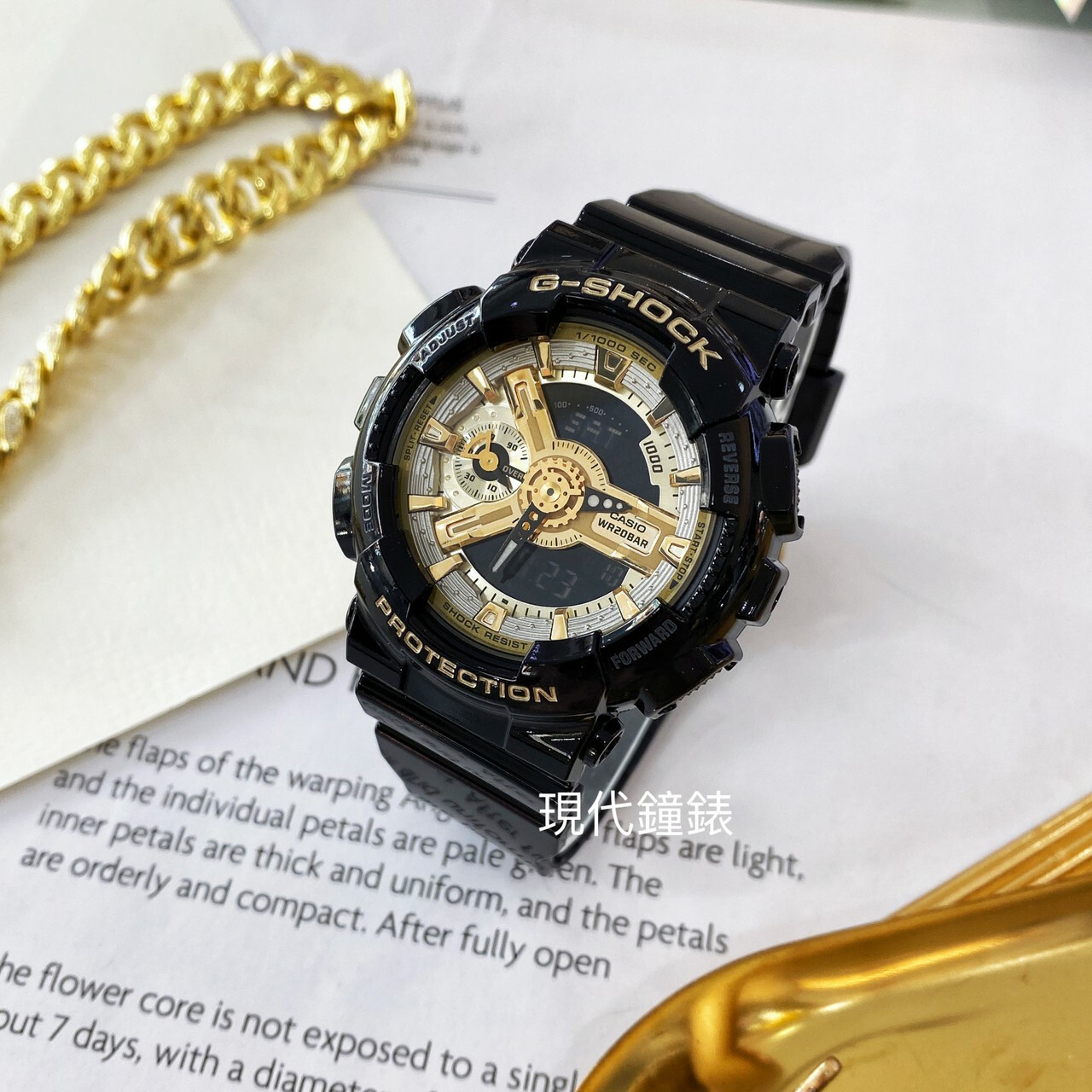 【G-SHOCK】CASIO閃耀時尚黑金雙顯女錶GMA-S110GB-1A 45.9 mm 現代鐘錶