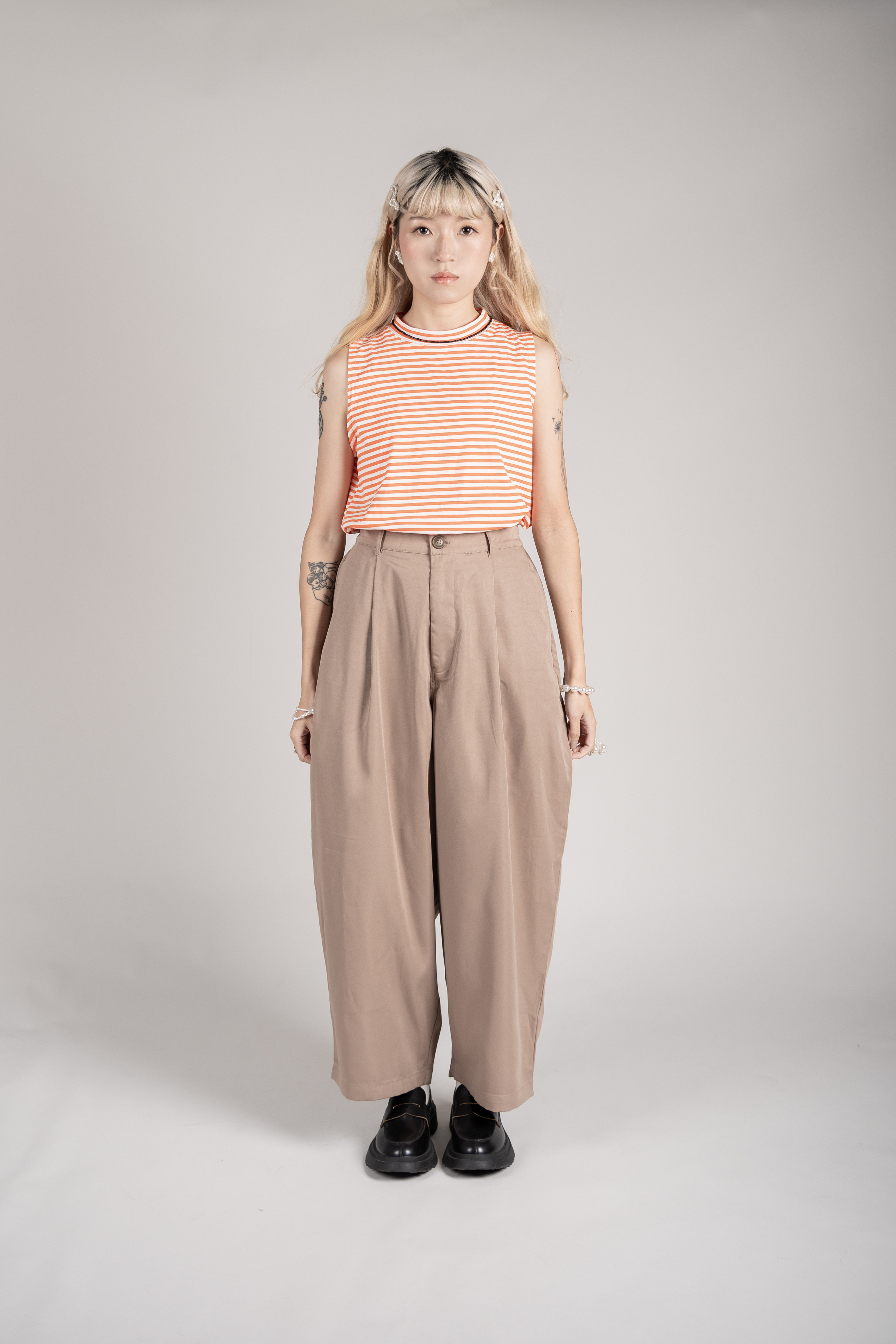 【 Kiki.co made 】鬆緊腰西裝繭型褲