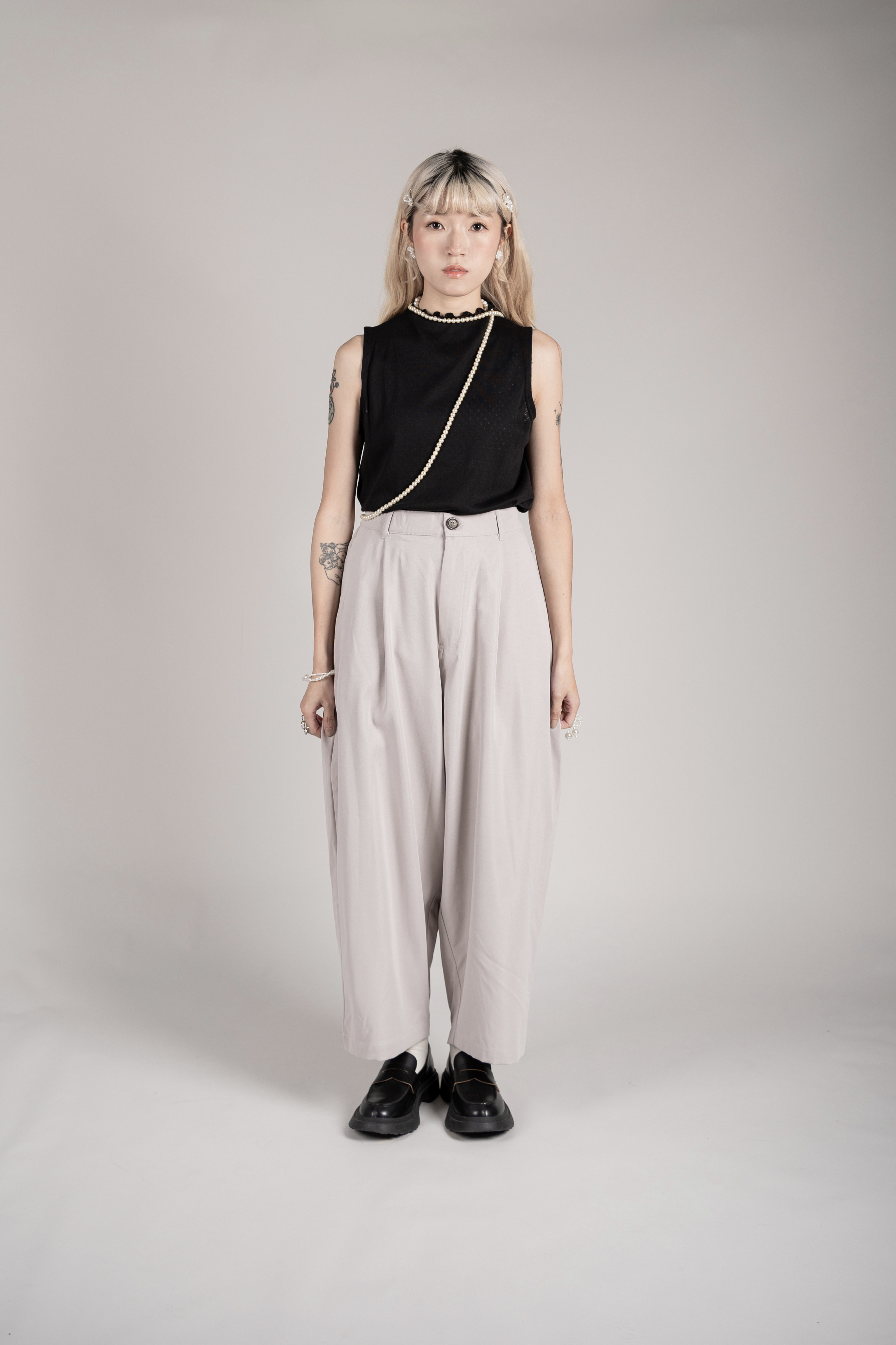 【 Kiki.co made 】鬆緊腰西裝繭型褲