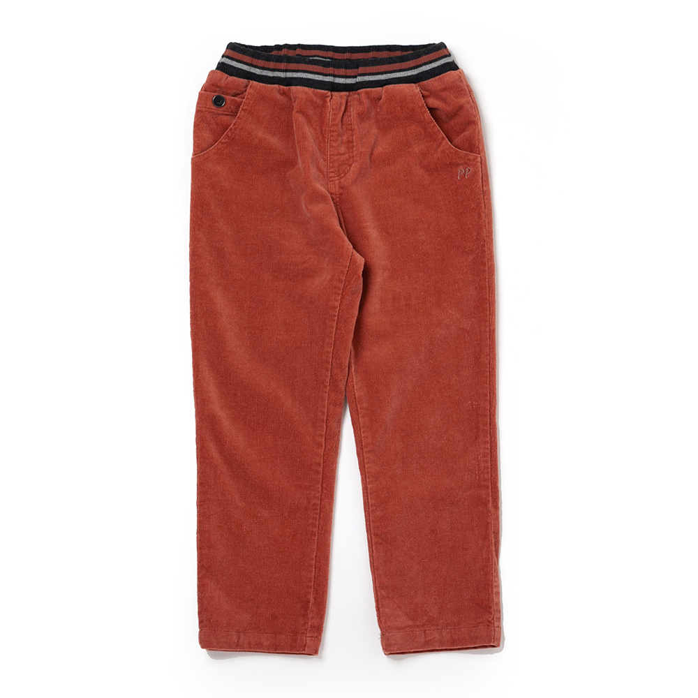 PIPPY潮酷剪接彩條棉質休閒褲  桔紅