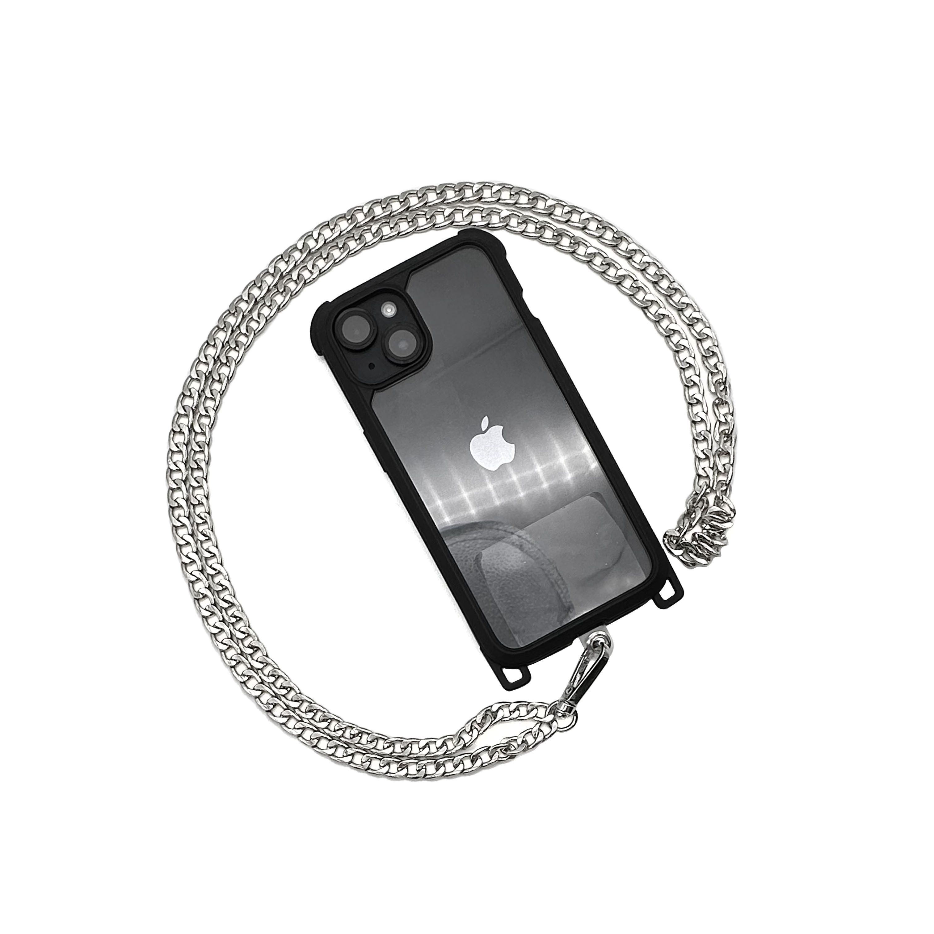 基本串接單鉤金屬手機背繩-銀