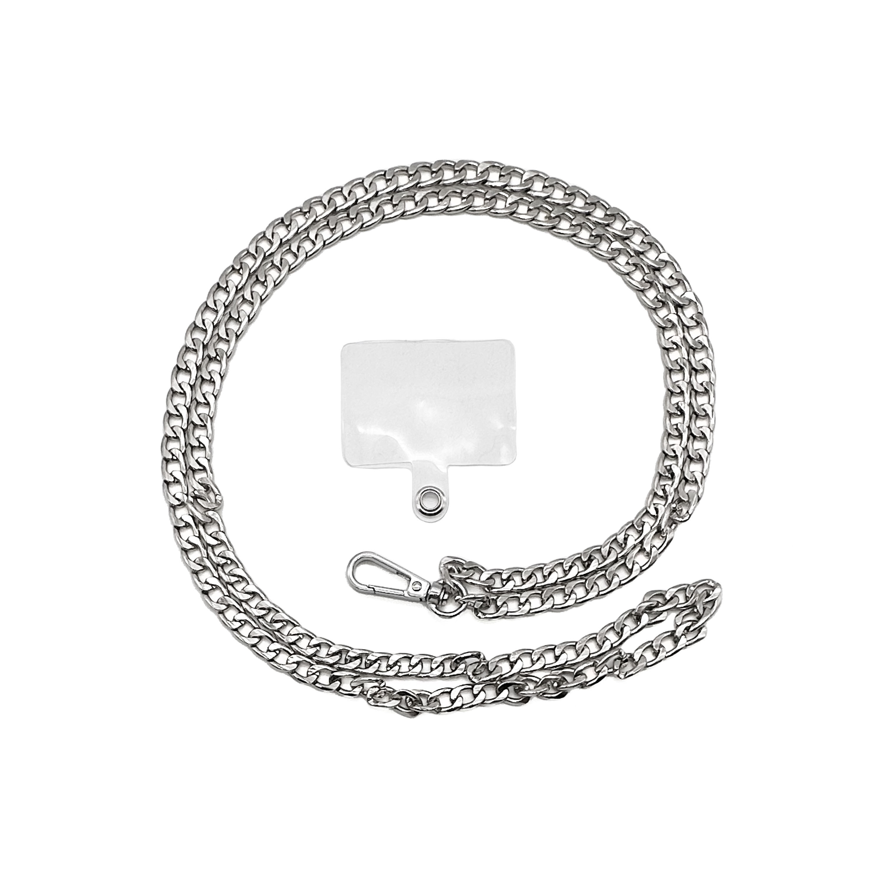 基本串接單鉤金屬手機背繩-銀