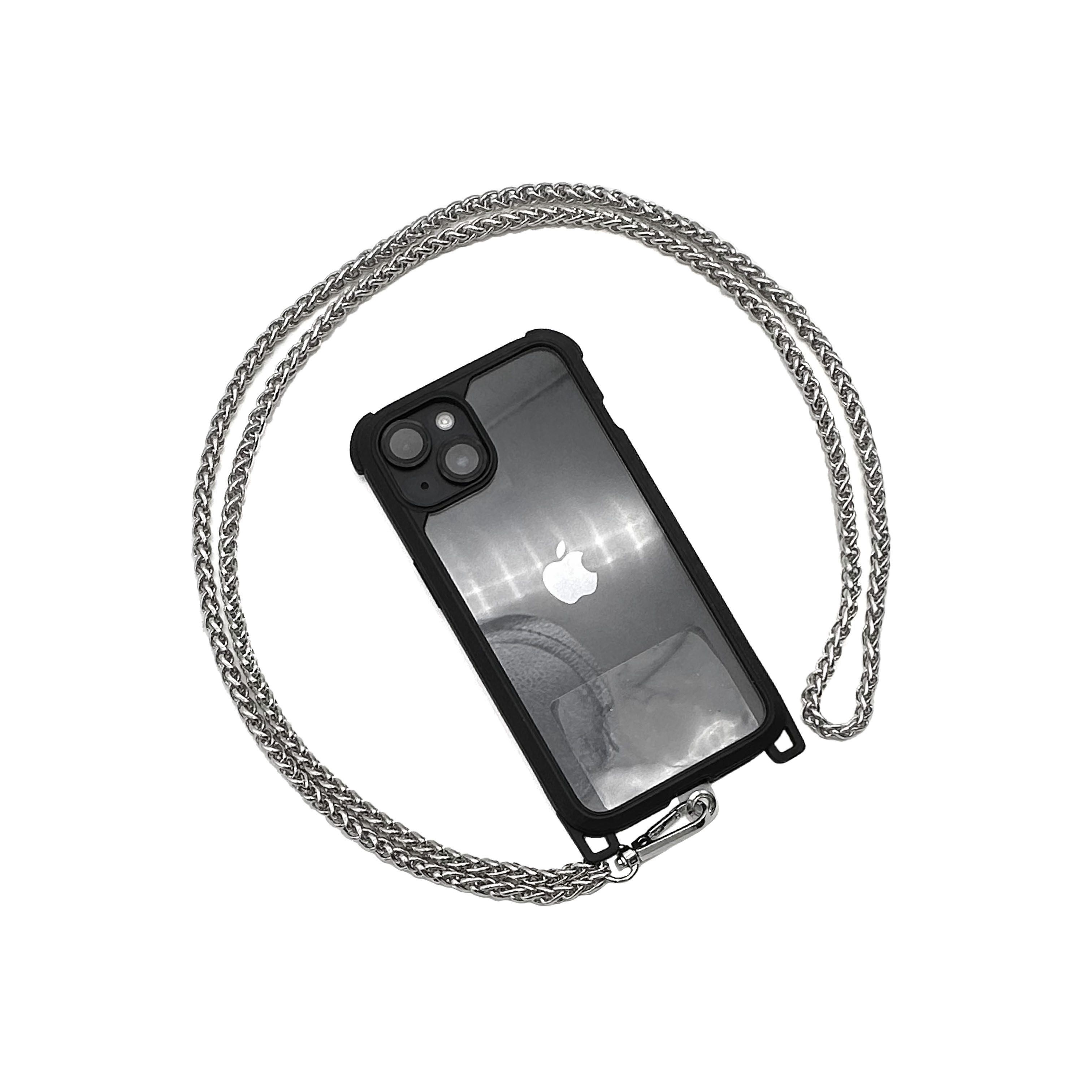 經典麻花金屬手機背繩-銀