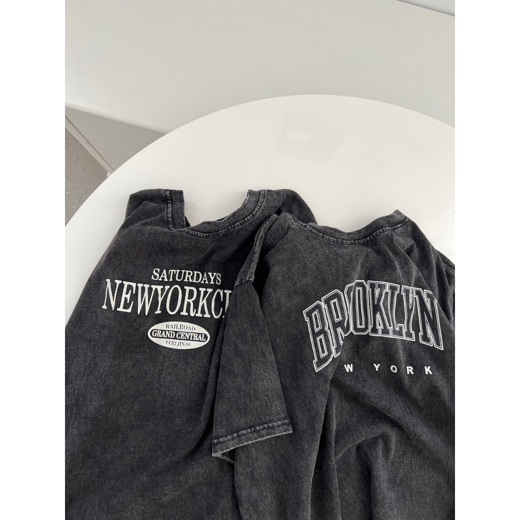 熱銷現貨【imfine】紐約市週六 復古水洗深灰T #9193