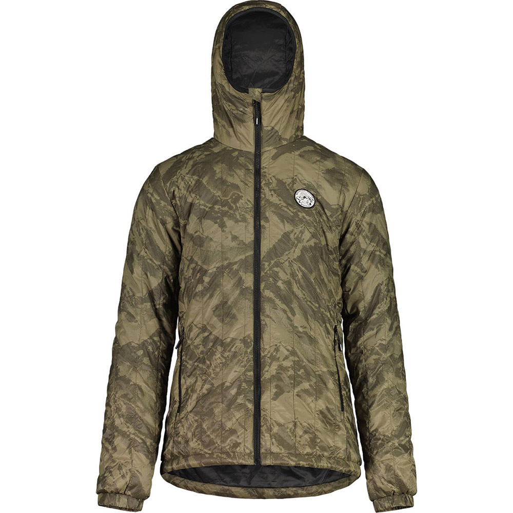 【MALOJA】男PrimaLoft BIO 防雪保暖連帽外套 / 23MA36245-[山岳棕、綠]