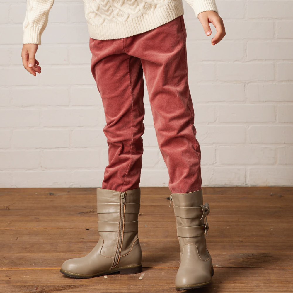 PIPPY荷葉邊鬆緊休閒棉質長褲 粉桔